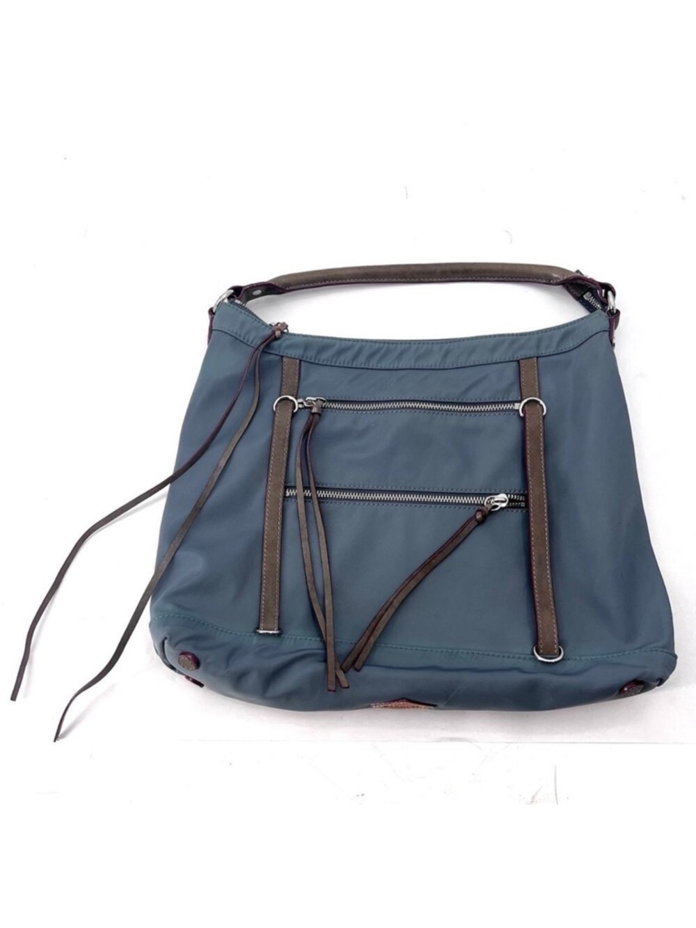 MZ Wallace Blue Nylon Strappy Hobo Shoulder Handbag Purse Womens